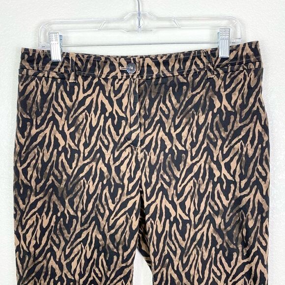 Chico’s Brown & Black Zebra Squiggle Print High Rise Crop Slim Pants - Picture 3 of 5